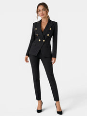 Women's Tailored Suit Set | Double-Breasted Blazer & Slim-Fit Trouser Co-Ord
