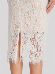 V-Neck Short Sleeves Bowknot Lace Midi Dress