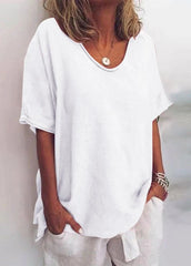 Women's V-Neck Short Sleeve T-Shirt | Relaxed Casual Summer Top