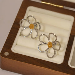 Women's Sterling Silver Floral Stud Earrings | Waterproof Enamel Petal Studs