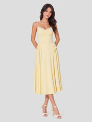 Modal Lace Trim Sweetheart Neck Midi Dress