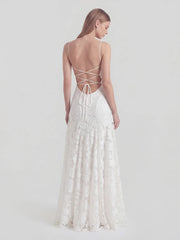 Floral-Burnout Cowl Neck Gown