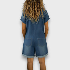 Women's Vintage Denim-Look Jumpsuit | Casual Relaxed-Fit Jumpsuit