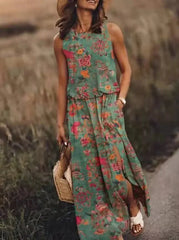 Women's Sleeveless Flowing Maxi Dress | Elegant Lightweight Summer Dress