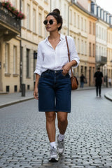 Women's Vintage Bermuda Shorts | Casual Pocket Summer Shorts