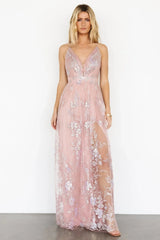 Lucienne Shimmer Maxi Gown | Blushing Rose