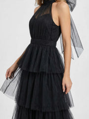Halter Neck Tiered Tulle Gown