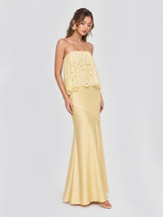 Lace Patchwork Satin Bandeau Dress