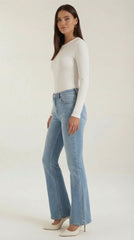 Women's Ribbed Long-Sleeve Fitted T-Shirt | Soft Round-Neck Layering Top