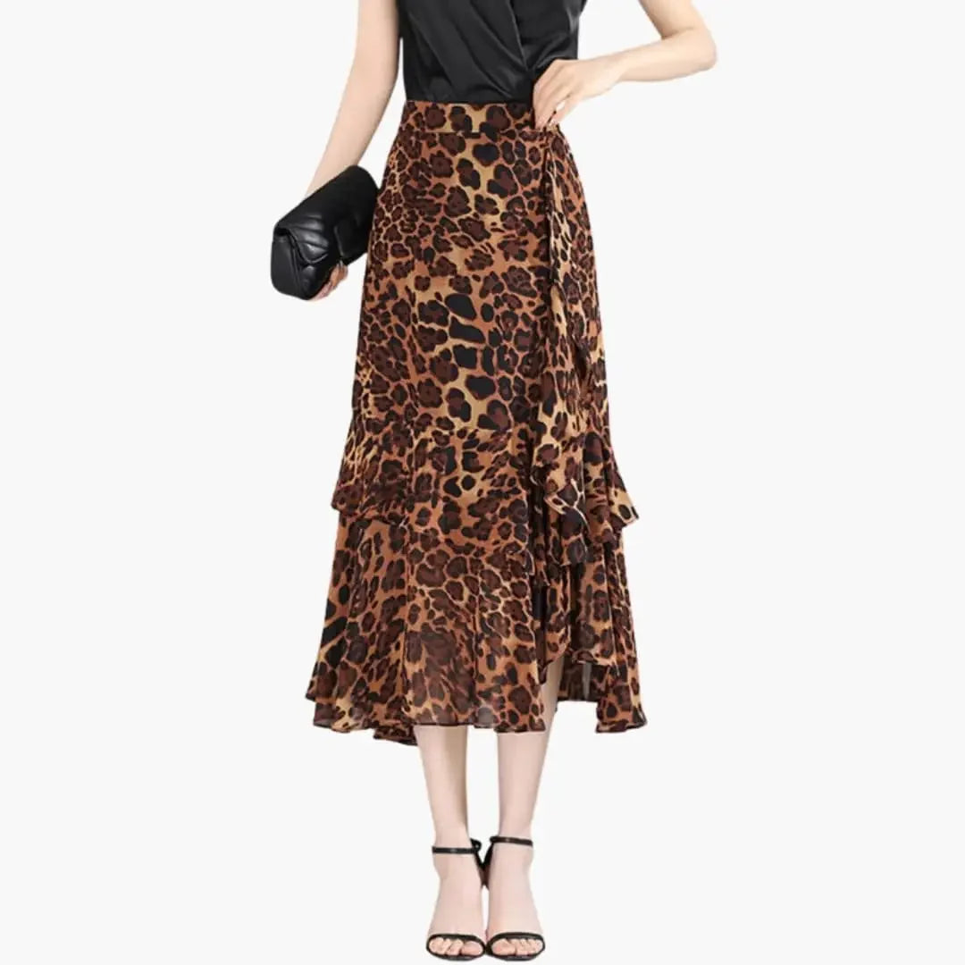 Women's Printed Midi Skirt | Straight-Cut Side-Split Summer Skirt