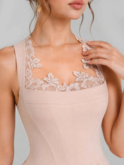Lace Trim Corset Fit-and-Flare Mini Dress