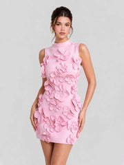 3D Floral Applique Bodycon Mini Dress