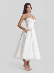 Bustier Stretch Satin Midi Dress