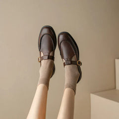 Women's Retro T-Strap Mary Jane Shoes | Round Toe Low Heels