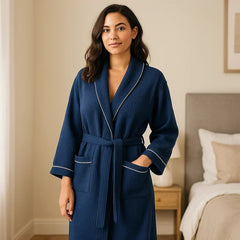 Women's Waffle Cotton Robe | Soft Absorbent Lounge Bathrobe