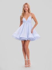 Deep V-Neck Spaghetti Strap Mini Dress