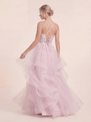 Enchanting Hand-Beaded Gown with Layered Tulle Skirt