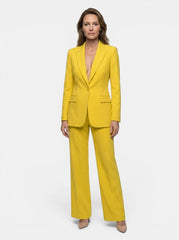 Women's Longline Blazer Suit | Tailored Single-Button Blazer & Wide-Leg Trousers