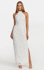 Molly Midi Dress - Backless Lace Halter Dress in White