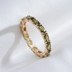 Women's Olive Cubic Zirconia Eternity Ring | Gold-Plated Marquise Stone Band