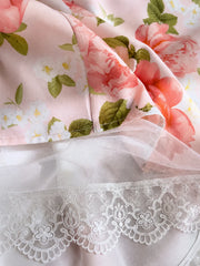 Floral Corset Lace Trim Midi Dress