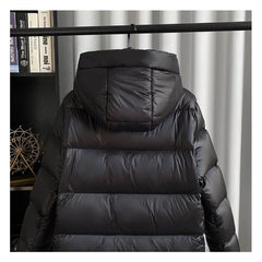 Women's Quilted Down Puffer Coat | Hooded Long Warm Winter Coat