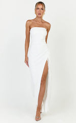 Liana Maxi Dress - Strapless Pearl Fringe Dress in White