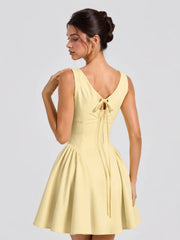 Butter Cowl Neck Bow Back Skater Mini Dress