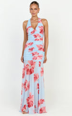 Jasmine Maxi Dress - Ruched Racer Back Dress in Mirabelle Floral Print