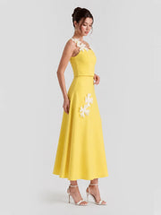 3D Floral Cami Top & Midi Skirt Set