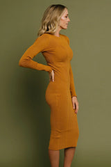 Manhattan Ribbed Sweater Dress | Camel