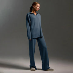 Women's Ribbed Knit Lounge Set | Relaxed Two-Piece Loungewear Co-Ord