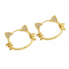 Women's Sterling Silver Cat Ear Hoop Earrings | Hypoallergenic Huggie Hoops
