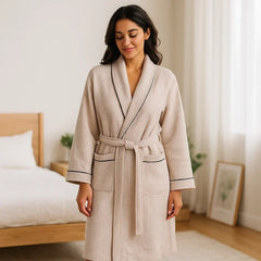 Women's Waffle Cotton Robe | Soft Absorbent Lounge Bathrobe