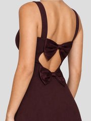 Open Back Bow Detail Square Neck Mini Dress