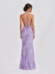 3D Floral-Embellished Corset Gown