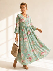 Women's Printed Chiffon Dress | Breezy Summer Midi Dress