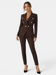 Women's Tailored Suit Set | Double-Breasted Blazer & Slim-Fit Trouser Co-Ord