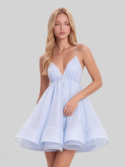 Deep V-Neck Spaghetti Strap Mini Dress