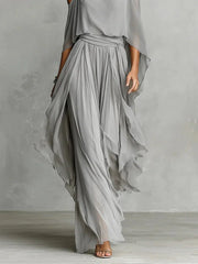 Women's Off-Shoulder Wide-Leg Two-Piece Set | Flowing Elegant Evening Set