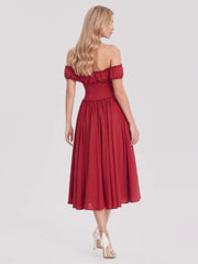 Off-Shoulder Corset Midi Dress