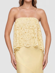 Lace Patchwork Satin Bandeau Dress