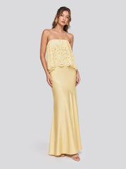 Lace Patchwork Satin Bandeau Dress