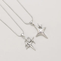 Women's Stainless Steel Star Pendant Necklace Duo | Layered Minimalist Star Necklaces