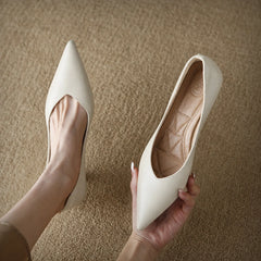 Women's Pointed Toe Kitten Heel Pumps | Slip On Low Heel Court Shoes