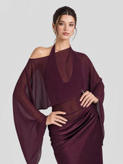Two Piece Halterneck Sheer Mesh Maxi Dress