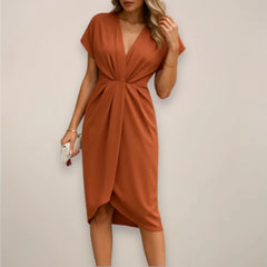 Women's Wrap Midi Dress | Elegant Fluid Wrap Dress