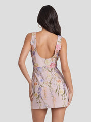 3D Floral Applique Tulle Mini Dress