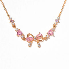 Women's Petite Bow Charm Bracelet | Adjustable Cubic Zirconia Chain Bracelet