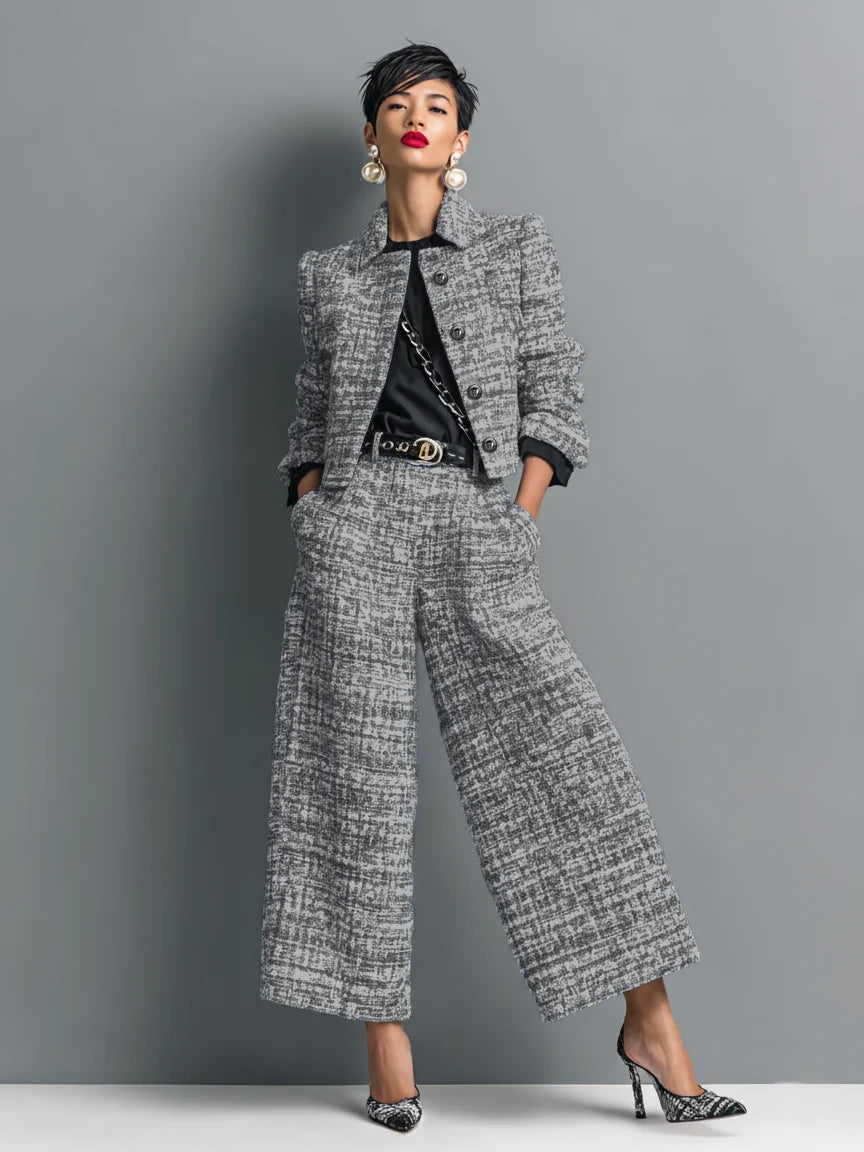 Women's Textured Two-Piece Set | Chic Tailored Coordinated Set